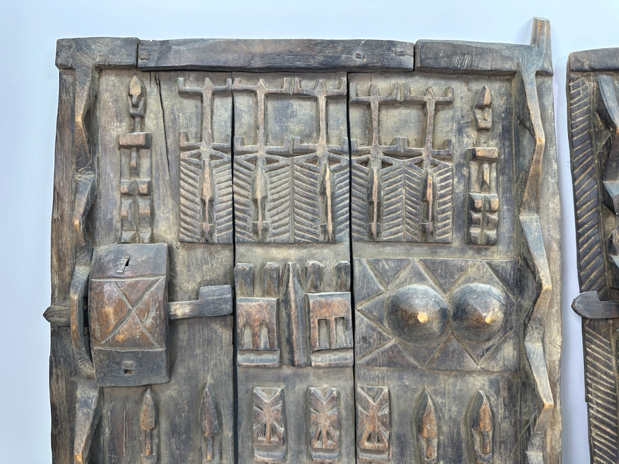 Pair Of Carved Wooden Dogon Granary Doors 18'W X 27'H Estimate $300 [Photo 3]