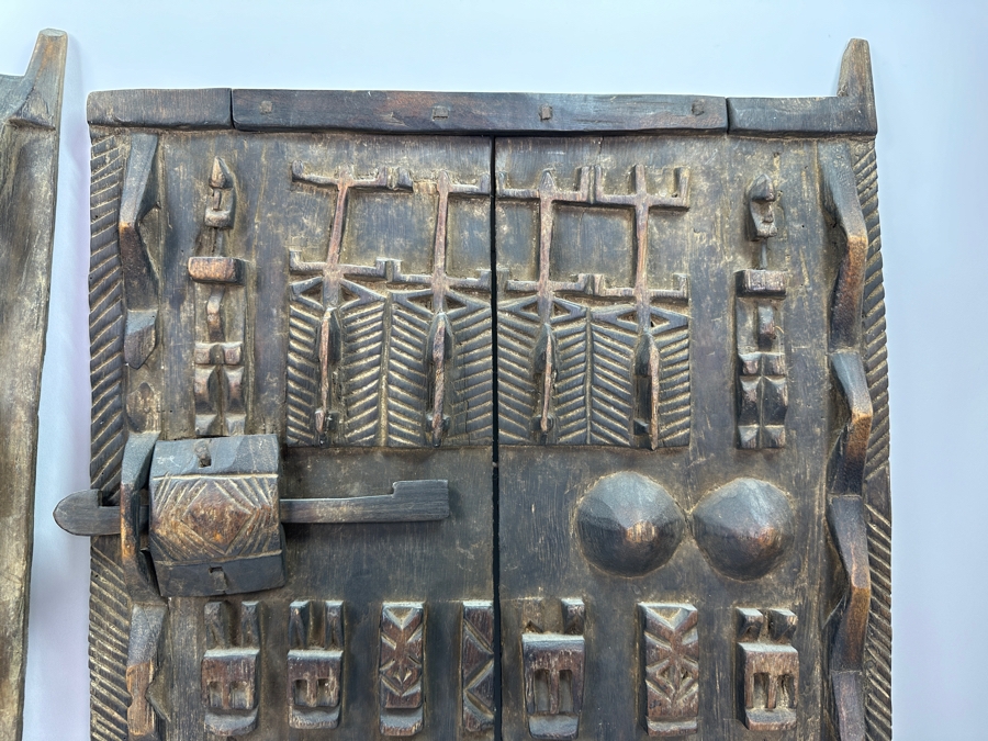 Pair Of Carved Wooden Dogon Granary Doors 18'W X 27'H Estimate $300 [Photo 4]