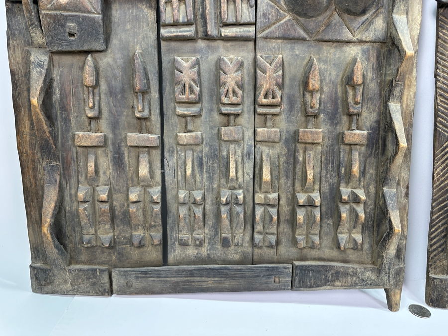 Pair Of Carved Wooden Dogon Granary Doors 18'W X 27'H Estimate $300 [Photo 2]