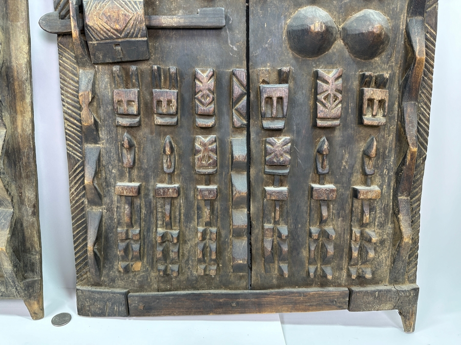 Pair Of Carved Wooden Dogon Granary Doors 18'W X 27'H Estimate $300 [Photo 5]