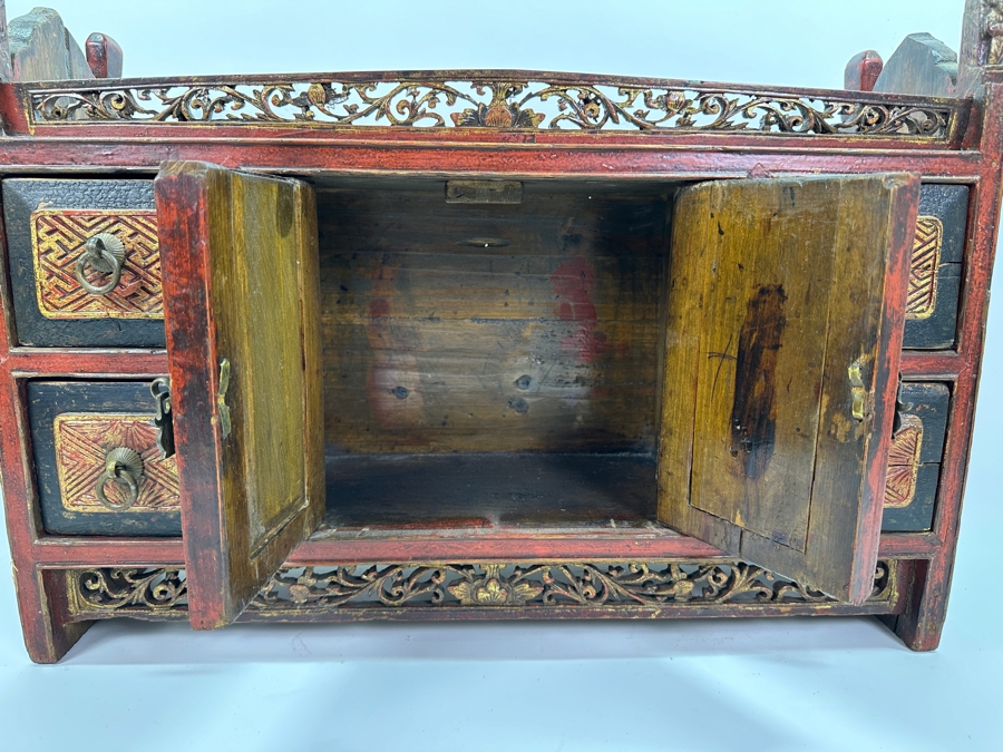 Small Chinese Wooden Cabinet (2 Drawers Need Repair) 22.5'W X 7'D X 16'H [Photo 4]