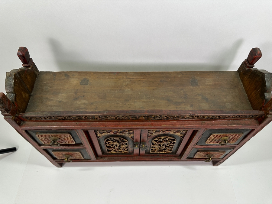 Small Chinese Wooden Cabinet (2 Drawers Need Repair) 22.5'W X 7'D X 16'H [Photo 8]