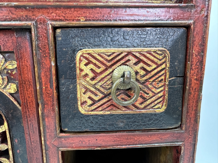 Small Chinese Wooden Cabinet (2 Drawers Need Repair) 22.5'W X 7'D X 16'H [Photo 7]