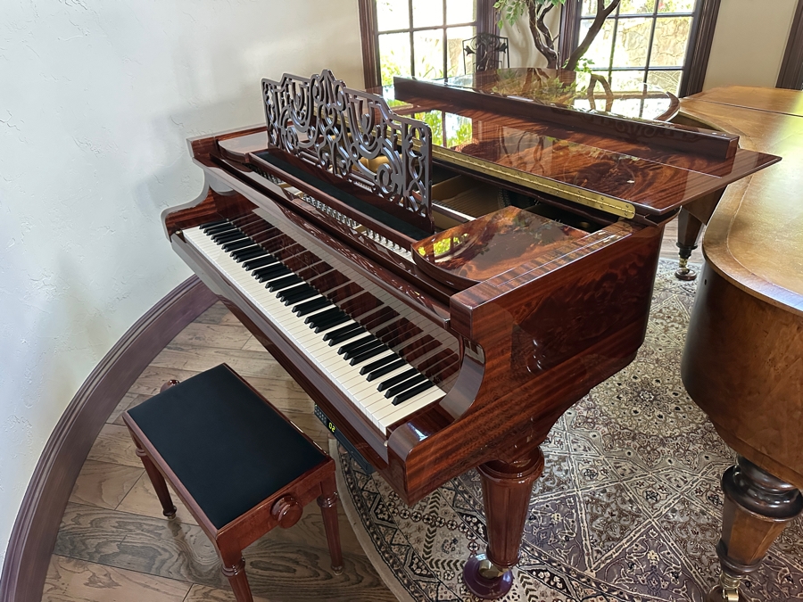 Beautiful Vogel By Schimmel Mahogany Grand Player Piano With PianoDisc CD Player System, Player CDs And Bench 5'11' In Excellent Condition Valued Around $20,000 - See Video On Detail Page [Photo 2]