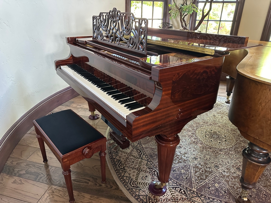 Beautiful Vogel By Schimmel Mahogany Grand Player Piano With PianoDisc CD Player System, Player CDs And Bench 5'11' In Excellent Condition Valued Around $20,000 - See Video On Detail Page [Photo 4]