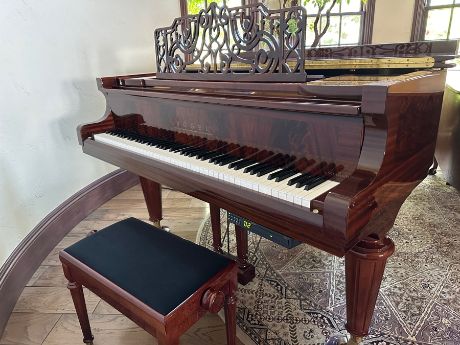 Beautiful Vogel By Schimmel Mahogany Grand Player Piano With PianoDisc CD Player System, Player CDs And Bench 5'11' In Excellent Condition Valued Around $20,000 - See Video On Detail Page [Photo 3]