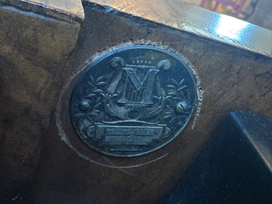 Antique Grand Austrian Amberg Piano With Ebony & Ivory Keys 6'7' (See Photos For Crack In The Cast Iron Plate Piano Harp) Client Paid $8,700 [Photo 13]