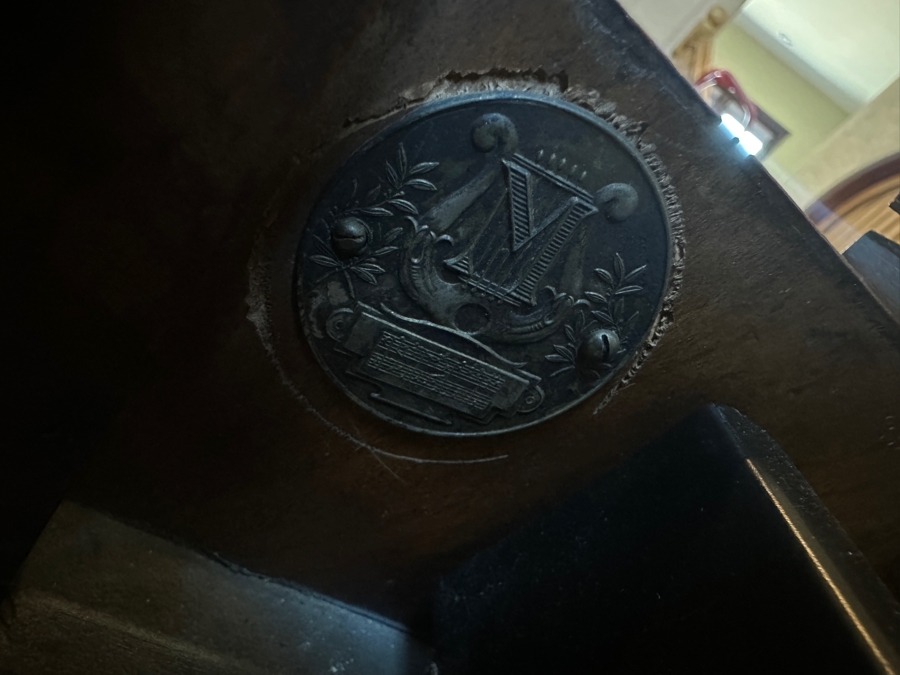 Antique Grand Austrian Amberg Piano With Ebony & Ivory Keys 6'7' (See Photos For Crack In The Cast Iron Plate Piano Harp) Client Paid $8,700 [Photo 14]