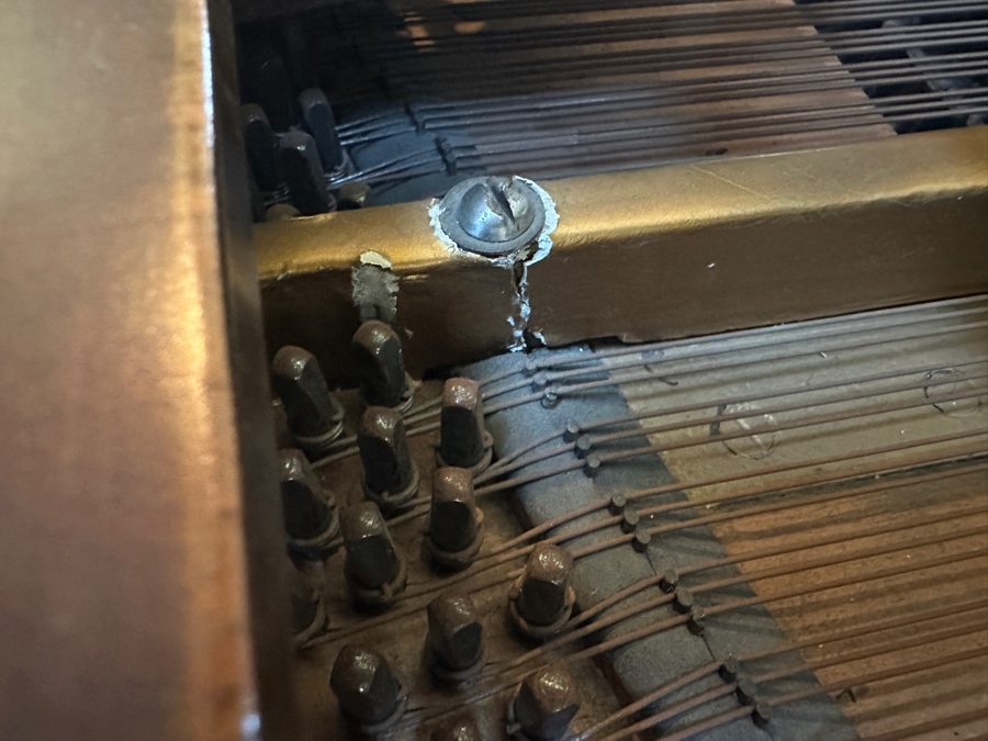 Antique Grand Austrian Amberg Piano With Ebony & Ivory Keys 6'7' (See Photos For Crack In The Cast Iron Plate Piano Harp) Client Paid $8,700 [Photo 12]