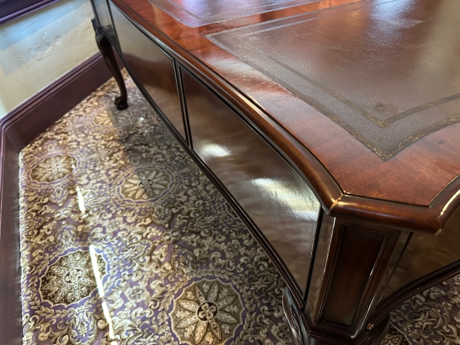 Stunning 125th Anniversary Limited Edition Sligh Executive Leather Top Desk The Ellis Line Numbered 66 Of 1880 72'W X 36'D X 30'H [Photo 11]