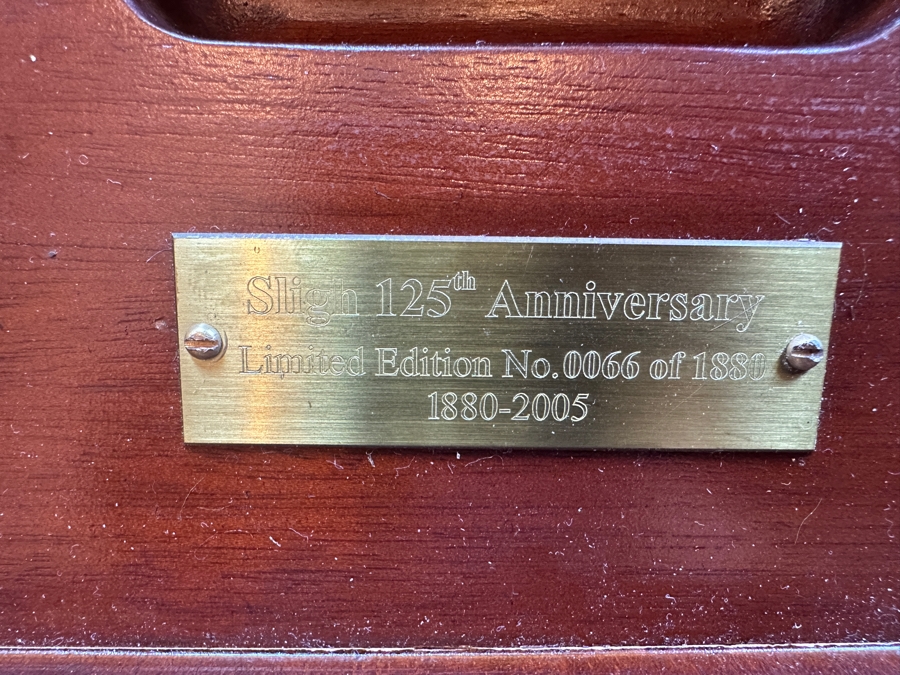 Stunning 125th Anniversary Limited Edition Sligh Executive Leather Top Desk The Ellis Line Numbered 66 Of 1880 72'W X 36'D X 30'H [Photo 13]