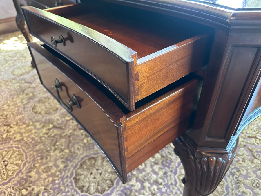 Stunning 125th Anniversary Limited Edition Sligh Executive Leather Top Desk The Ellis Line Numbered 66 Of 1880 72'W X 36'D X 30'H [Photo 16]