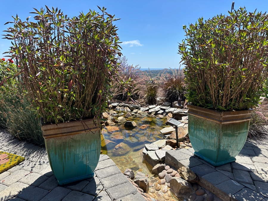 Pair Of Large Potted Plants Antique Falling Jade Pattern Flower Pot 17'W X 21.5'H [Photo 4]