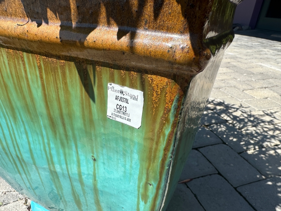 Pair Of Large Potted Plants Antique Falling Jade Pattern Flower Pot 17'W X 21.5'H [Photo 5]