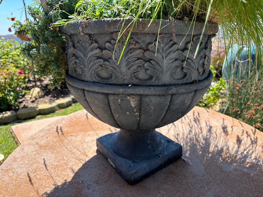 Footed Resin Urn Planter 18'H With Plants [Photo 4]