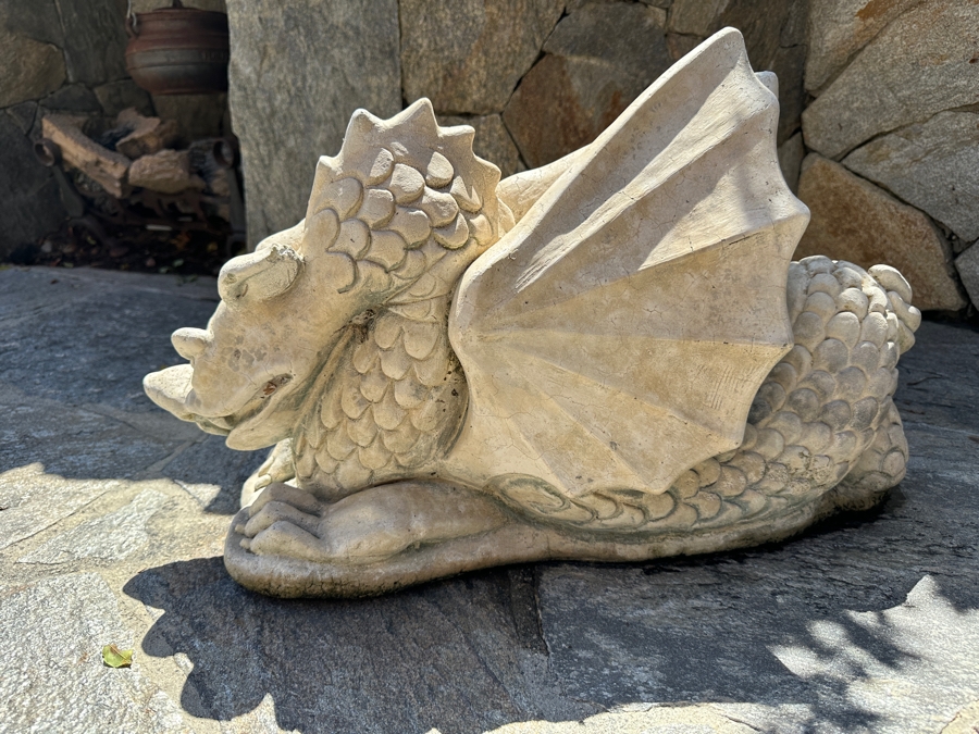 Concrete Baby Dragon Garden Sculpture 24'L
