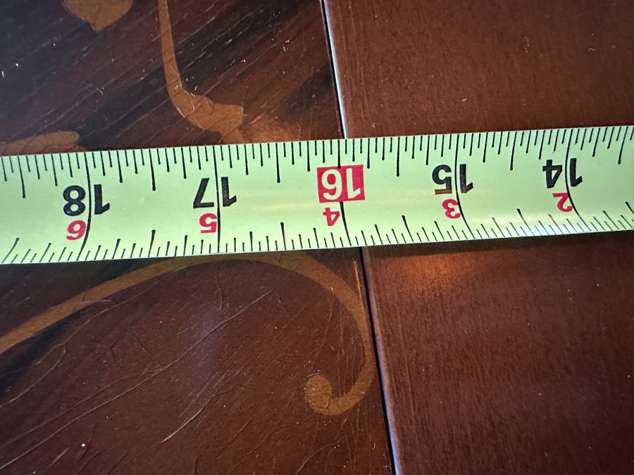 Stunning Italian Marquetry Dining Table With Built In Leaf And Six Tufted Velvet Dining Chairs 68'L X 38.5'D With 16'L Leaf [Photo 23]