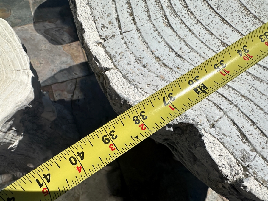 Five Faux Carved Wood Resin Tree Stump Chairs And Table By The Ocean Bridge Trading Company 38'R X 30'H  / Chairs 20.5'H [Photo 6]