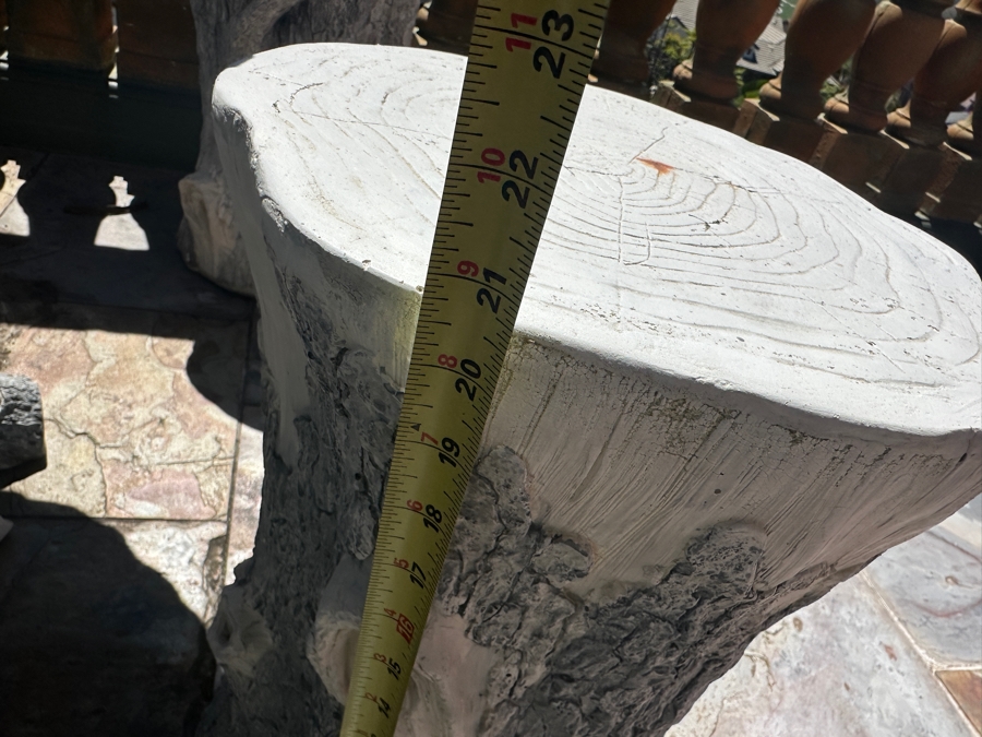 Five Faux Carved Wood Resin Tree Stump Chairs And Table By The Ocean Bridge Trading Company 38'R X 30'H  / Chairs 20.5'H [Photo 9]