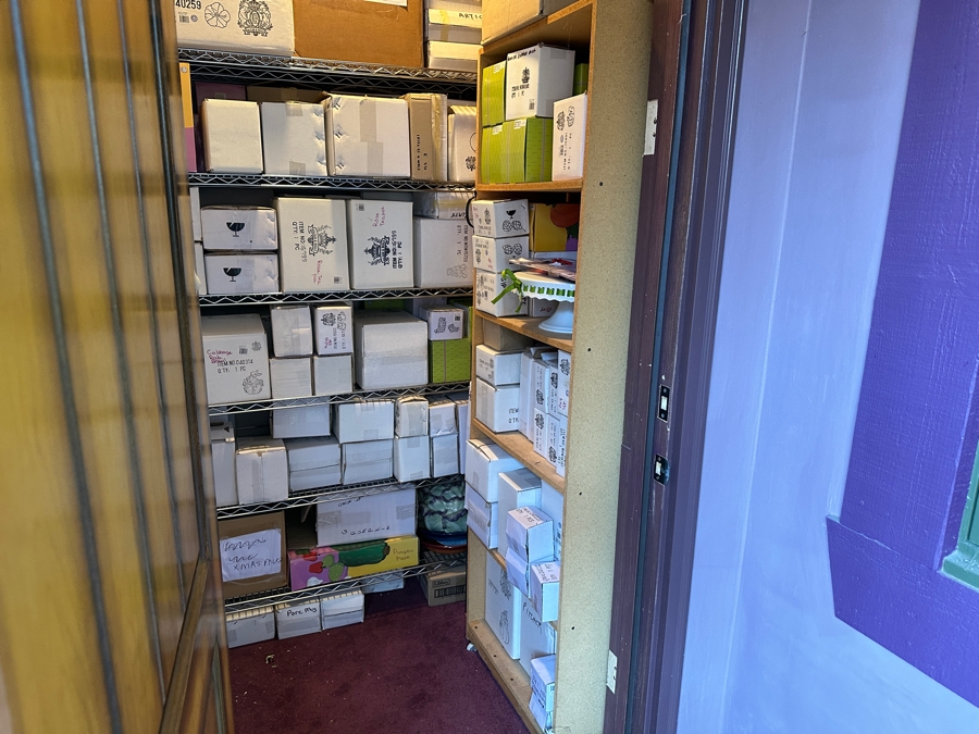 Closet Filled With New Old Stock Ceramic Items Mainly From Kaldun & Bogle Counted Over 150 Boxes - See Photos
