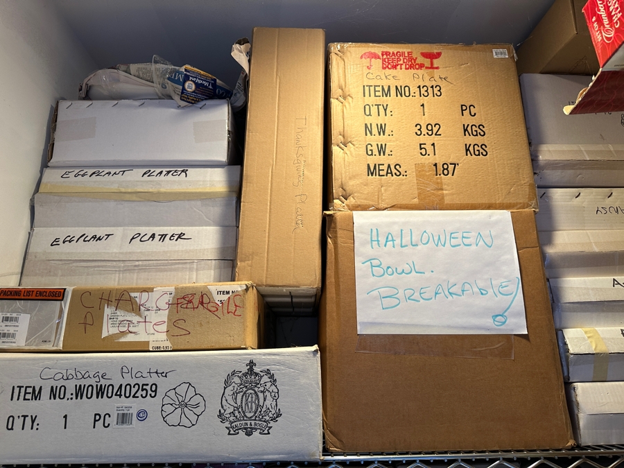 Closet Filled With New Old Stock Ceramic Items Mainly From Kaldun & Bogle Counted Over 150 Boxes - See Photos [Photo 5]