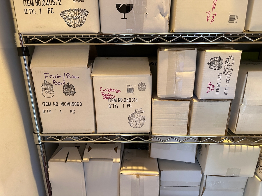 Closet Filled With New Old Stock Ceramic Items Mainly From Kaldun & Bogle Counted Over 150 Boxes - See Photos [Photo 10]