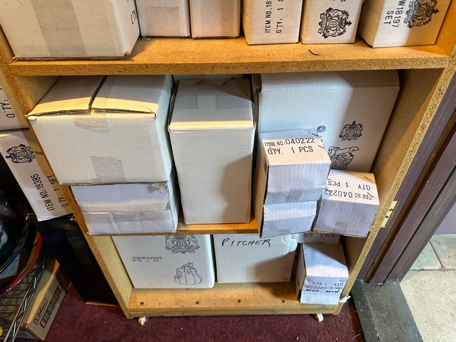 Closet Filled With New Old Stock Ceramic Items Mainly From Kaldun & Bogle Counted Over 150 Boxes - See Photos [Photo 21]