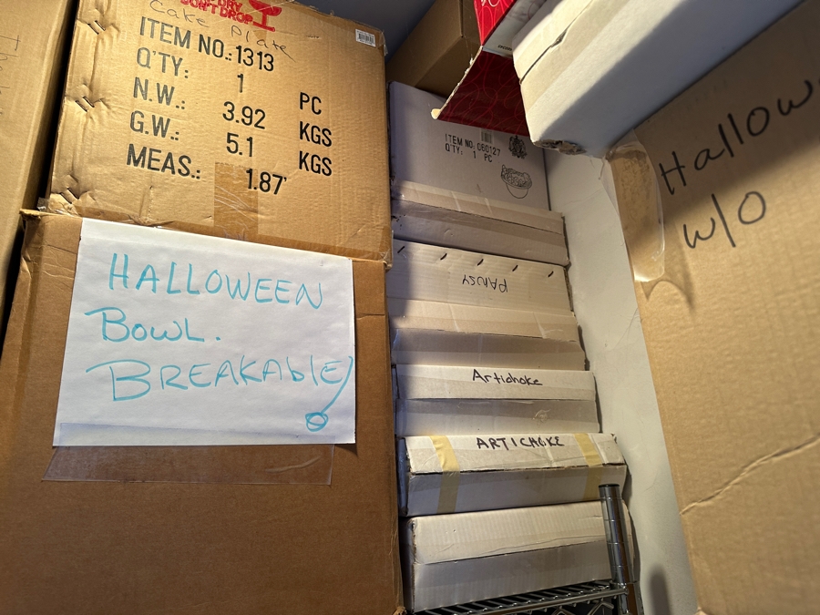 Closet Filled With New Old Stock Ceramic Items Mainly From Kaldun & Bogle Counted Over 150 Boxes - See Photos [Photo 6]