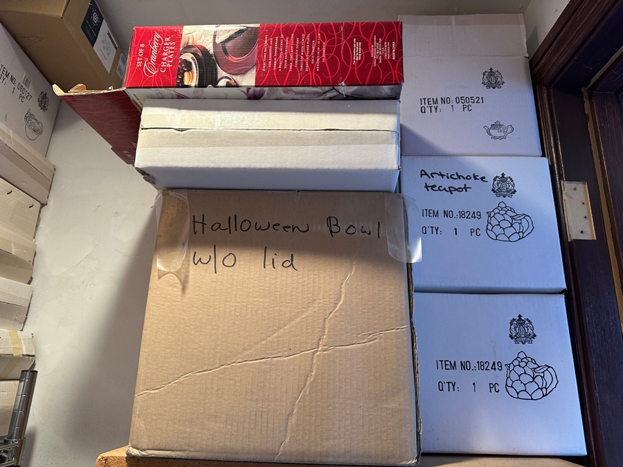 Closet Filled With New Old Stock Ceramic Items Mainly From Kaldun & Bogle Counted Over 150 Boxes - See Photos [Photo 17]