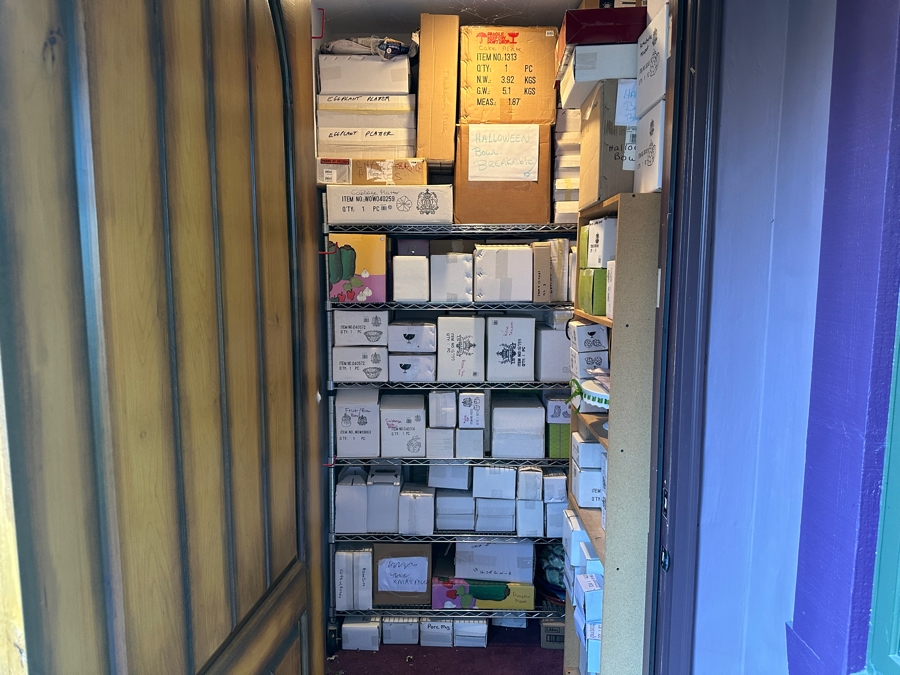 Closet Filled With New Old Stock Ceramic Items Mainly From Kaldun & Bogle Counted Over 150 Boxes - See Photos [Photo 3]