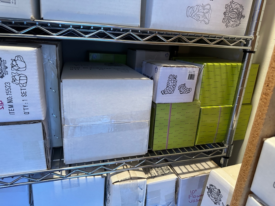 Closet Filled With New Old Stock Ceramic Items Mainly From Kaldun & Bogle Counted Over 150 Boxes - See Photos [Photo 11]