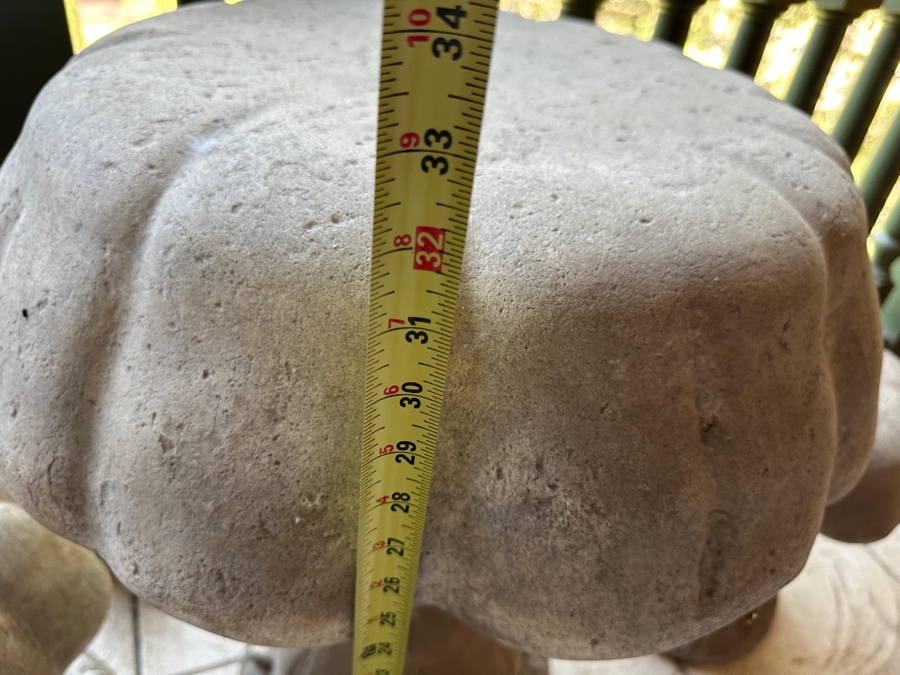 Faux Concrete Resin Mushroom Table 24'R X 32'H With Pair Of Mushroom Chairs 18'H [Photo 5]