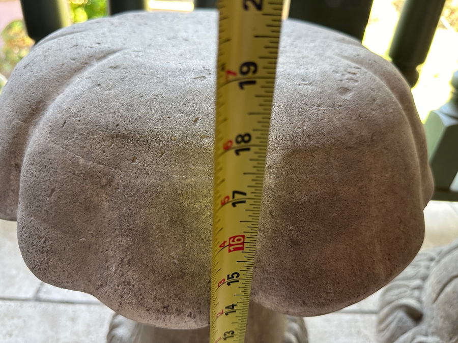 Faux Concrete Resin Mushroom Table 24'R X 32'H With Pair Of Mushroom Chairs 18'H [Photo 6]