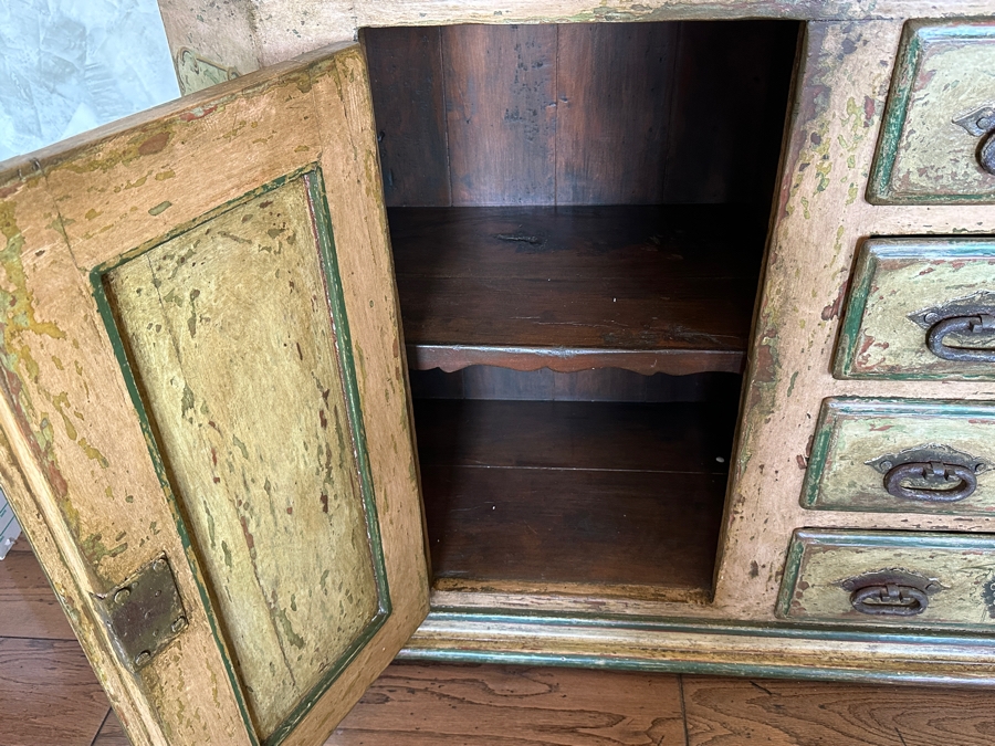 Heavy Painted Grape Bird Themed Cabinet Credenza 87'W X 22'D X 40'H [Photo 8]