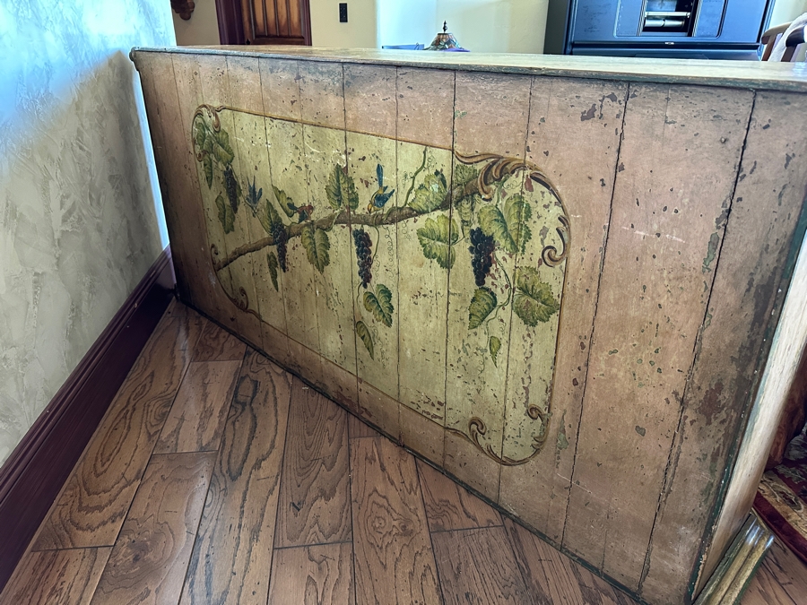 Heavy Painted Grape Bird Themed Cabinet Credenza 87'W X 22'D X 40'H [Photo 14]