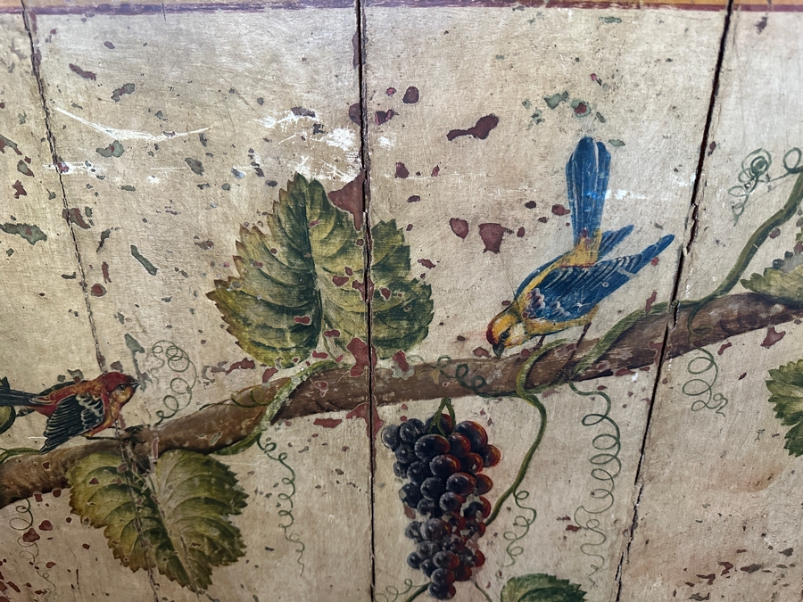 Heavy Painted Grape Bird Themed Cabinet Credenza 87'W X 22'D X 40'H [Photo 16]