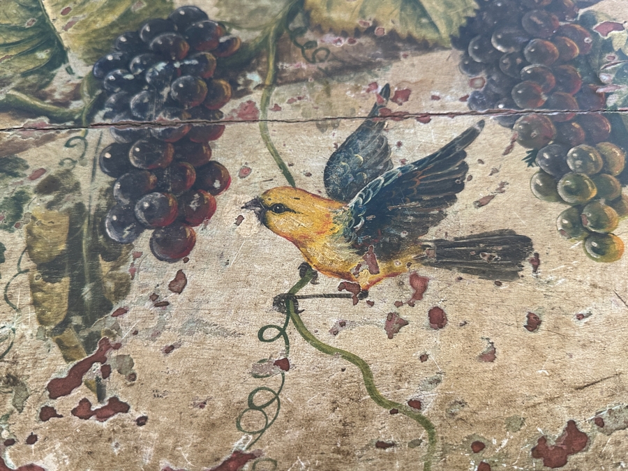 Heavy Painted Grape Bird Themed Cabinet Credenza 87'W X 22'D X 40'H [Photo 10]