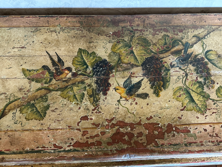 Heavy Painted Grape Bird Themed Cabinet Credenza 87'W X 22'D X 40'H [Photo 9]