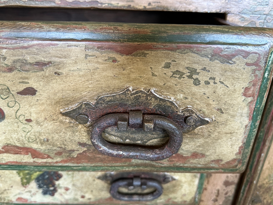 Heavy Painted Grape Bird Themed Cabinet Credenza 87'W X 22'D X 40'H [Photo 5]