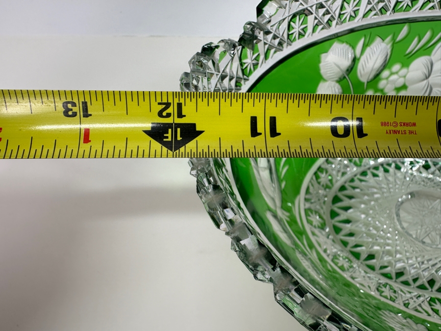 Green Cut Crystal Bowl 12W X 4.5H [Photo 9]