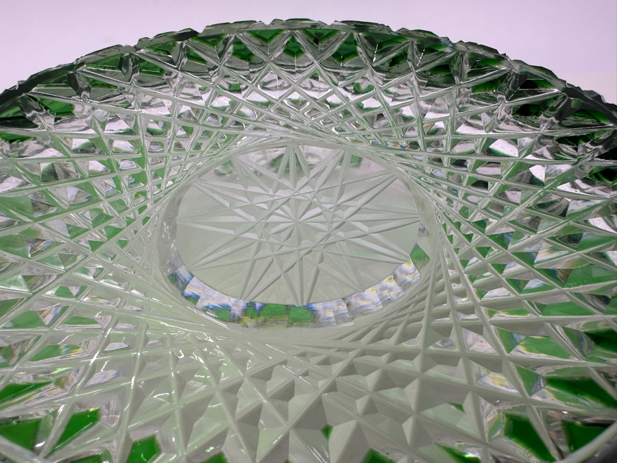 Green Cut Crystal Bowl 12W X 4.5H [Photo 8]