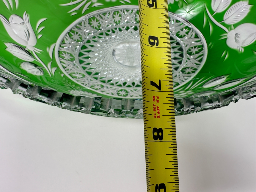 Green Cut Crystal Bowl 12W X 4.5H [Photo 10]