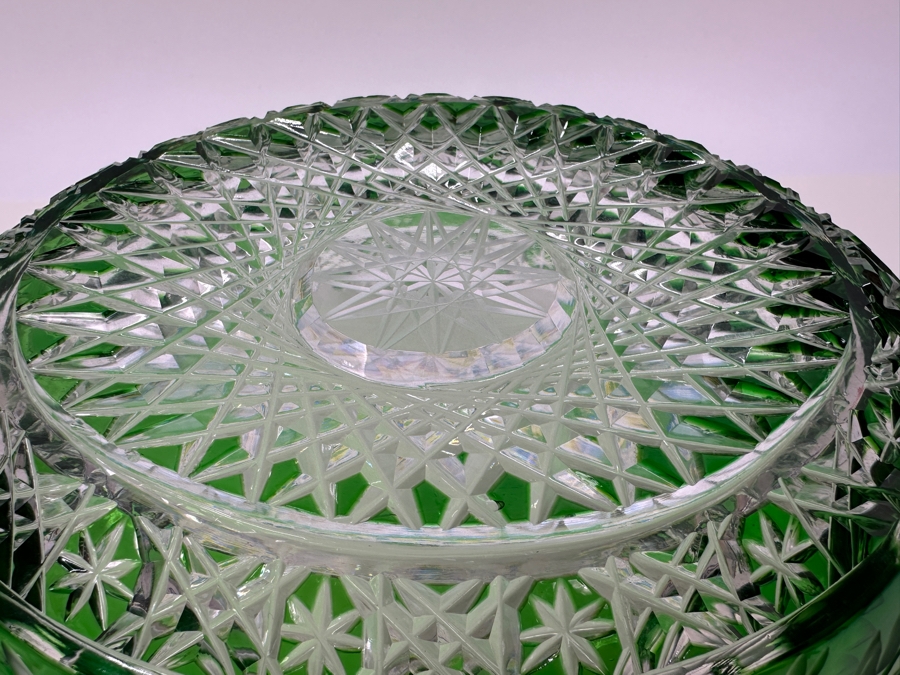 Green Cut Crystal Bowl 12W X 4.5H [Photo 7]