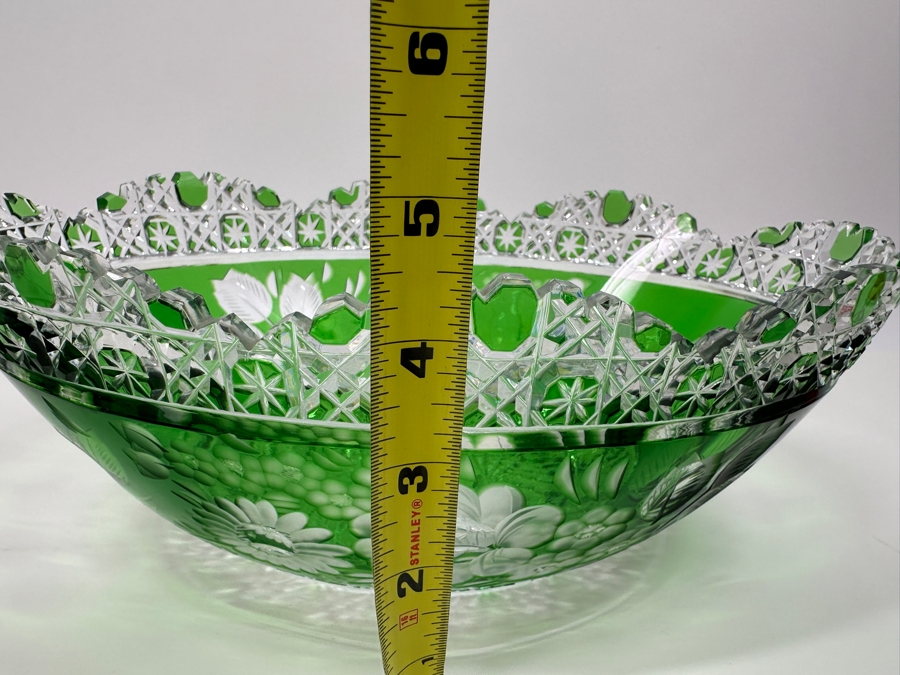 Green Cut Crystal Bowl 12W X 4.5H [Photo 11]