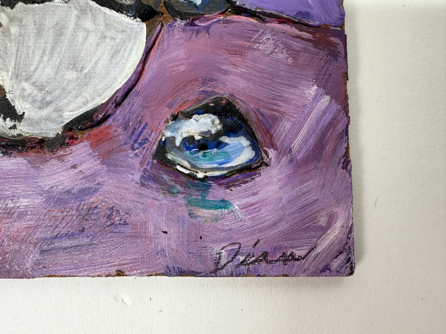 Original Small Floral Artwork Painting On Board By Dian 5 X 6 [Photo 3]