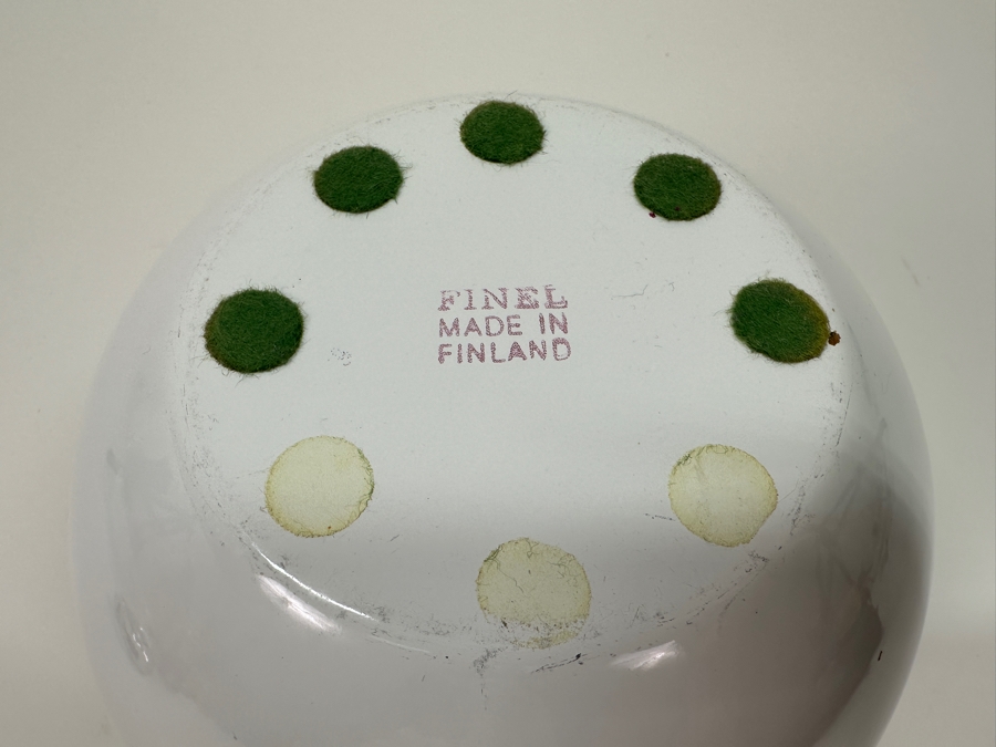 Vintage MCM Kaj Franck / Finel White Enamel Mushroom Bowl Made In Finland Great Condition 8.5W X 5.5H [Photo 6]