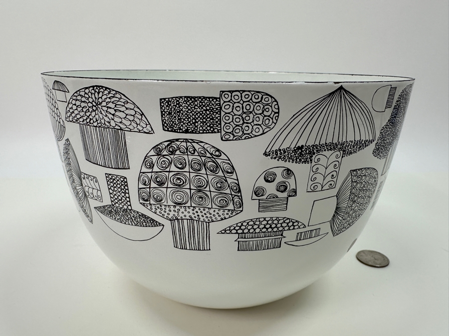 Vintage MCM Kaj Franck / Finel White Enamel Mushroom Bowl Made In Finland Great Condition 8.5W X 5.5H [Photo 4]