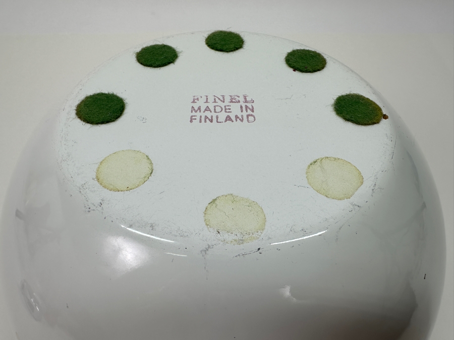 Vintage MCM Kaj Franck / Finel White Enamel Mushroom Bowl Made In Finland Great Condition 8.5W X 5.5H [Photo 5]