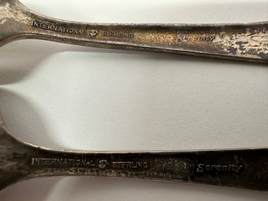 Child's Sterling Silver Spoon & Fork Set International Sterling Serenity Pattern 34g [Photo 2]