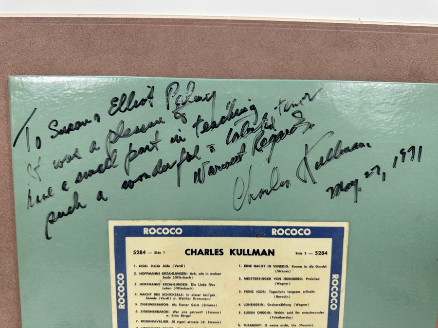 Charles Kullman (1903-1983) American Tenor Signed & Personalized Vinyl Record Rococo Label [Photo 2]